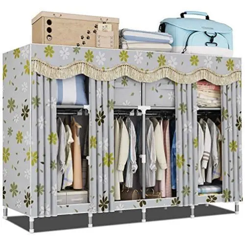 WN - Cloth Wardrobe Assembly Cloth Wardrobe Storage Clothes Hanger Coat Rack Large Folding Storage Cabinet (Color : C)