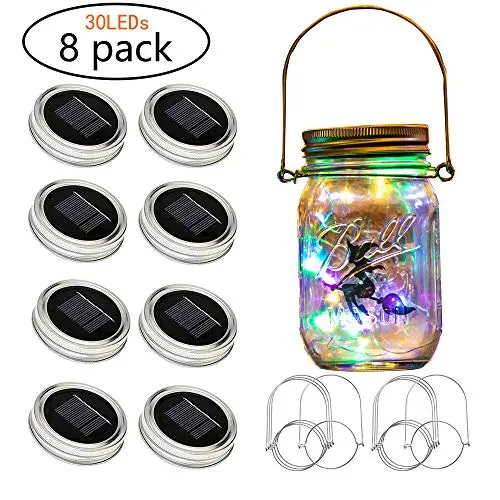 Bethlehem Lighting Updated Solar Mason lid Light, 8 Pack 30Led Waterproof Fairy Firefly, Including 8 Hangers and 6 pcs PVC (excluding jar), Best for Courtyard Garden,Wedding(Multi Color) Bethlehem Lighting Updated Solar Mason lid Light, 8 Pack 30Led Waterproof Fairy Firefly, Including 8 Hangers and 6 pcs PVC (excluding jar), Best for Courtyard Garden,Wedding(Multi Color)