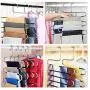 Ray-Velocity Stainless Steel Pants Hangers S-Shaped 5 Layers Hangers Closet Space Saver for Jeans Scarf Tie Clothes(4 Pack) (Black)