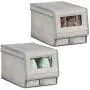 mDesign Fabric Home Storage Boxes Bin - Clear Window, Hinged Lid - Holder for Mens and Womens Dress Shoes, Boots, Pumps, Sandals, Flats - Modern Closet Organizer Solution - Small, 2 Pack - Gray