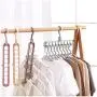 Magic Rotate Clothes Hanger Holder Storage Stand 9 Holes Plastic Support Drying Rack Wardrobe Finishing Space Saving Organizer 10 Pcs (Random Color)