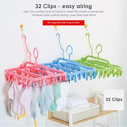 KAN-X Professional 32 Clips Folding Socks Hanger Rack Clothespin Clothes Drying Clip, Laundry Hanging Rack - Nylon Drying Rack, Bra Hangers, Lingerie Rack, Baby Clothes Drying Rack