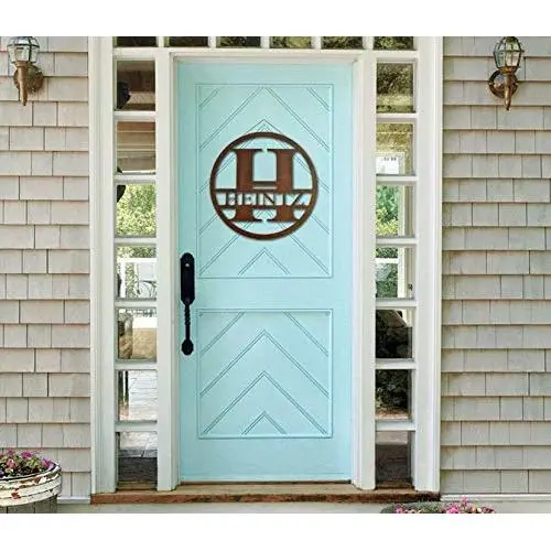 Monogram Front Door Circle, Last Name initial, Door Decor, Hanger, Wood, Indoor Outdoor, Family Letter, Monogram, House Decor Monogram Front Door Circle, Last Name initial, Door Decor, Hanger, Wood, Indoor Outdoor, Family Letter, Monogram, House Decor