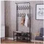 QPSGB Multi-Functional Floor Coat Rack, Simple Clothes Rack Combination Hanger, Household Rack Bedroom Hanging Clothes Rack (Color : Black Walnut, Size : Medium)