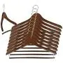 Iconikal 17-Inch Contoured Wood Suit Hanger with Pant Bar, Walnut, 10-Pack