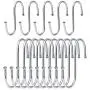Ewinever Heavy Duty S Hooks,15PCS Stainless Steel S Shaped Hanging Hooks Hanger for Kitchen Office Bathroom Bedroom,Silver(Small-5 Pack,Medium-10 Pack)