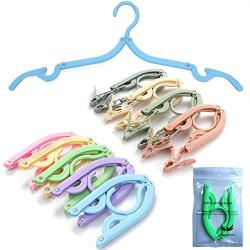 Falytemow Travel Hangers Portable Folding Clothes Hangers Non-Slip Foldable Clothes Drying Rack for Home or Travel 9pcs Clothes Hangers with 4pcs Clips