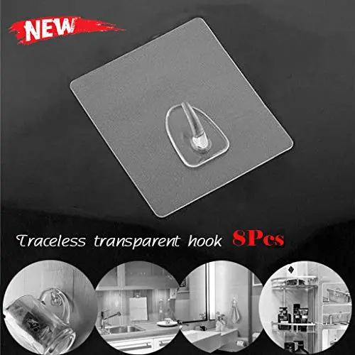 Seamless Adhesive Hooks Anti-skid Hooks Reusable Transparent Hooks Traceless Wall Hanging Hooks for Kitchen & Bathroom Decor 2-10pcs (D-8Pcs) Seamless Adhesive Hooks Anti-skid Hooks Reusable Transparent Hooks Traceless Wall Hanging Hooks for Kitchen & Bathroom Decor 2-10pcs (D-8Pcs)