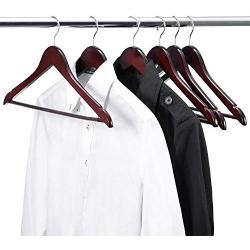 RoyalHanger Wood Hangers 20-Pack, Suit Hangers Coat Hanger Wooden Hangers for Pants Skirt Coat Trouser, Non-Slip, Walnut Finish