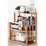 Bamboo Spice Rack Storage Shelves-3 tier Standing pantry Shelf for kitchen counter storage,Bathroom Countertop Storage Organizer Desk Bookshelf with Adjustable Shelf Cabinet