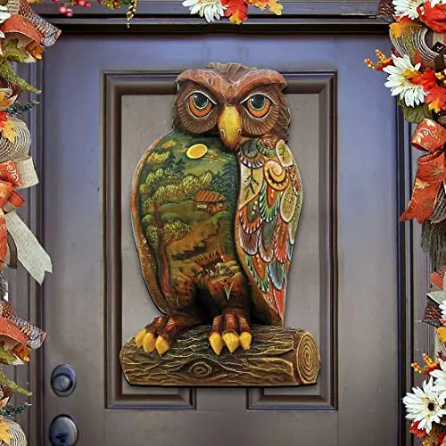 Wise Messenger Owl Wooden Decorative Halloween Holiday Door Hanger #8158912H Wise Messenger Owl Wooden Decorative Halloween Holiday Door Hanger #8158912H