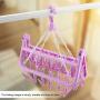 Yosooo 32 Clips Folding Clothes Hanger Dryer Windproof Socks Underwear Drying Rack Children for Underwear Socks Gloves(Purple)