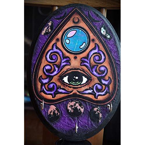 Large Mystic Eye Ouija Inspired Planchette Holo Moon Phase Hand Made 3 Hook Jewelry Key Hanger Organizer