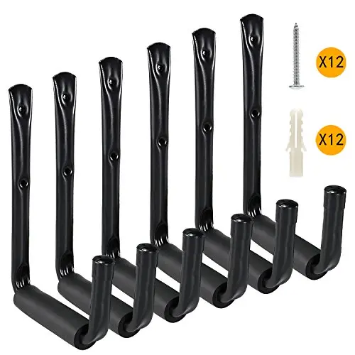 Ihomepark Heavy Duty Garage Storage Utility Hooks with Jumbo Arm, Wall Mount Garage Hanger & Organizer for Ladder Tool Chair Hose(6 Pack - Black) Ihomepark Heavy Duty Garage Storage Utility Hooks with Jumbo Arm, Wall Mount Garage Hanger & Organizer for Ladder Tool Chair Hose(6 Pack - Black)