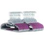 Popular Design Products 50 pc Premium Quality Easy-On Clothes Hangers - Grey with Purple Non-Slip Pads - Space Saving Thin Profile - For Shirts, Pants, Blouses, Scarves - Strong Enough for Coats