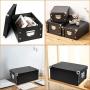 Decorative Storage Cardboard Boxes with Lip Sturdy Organizer Boxes Shelves, Closet Bins with Handle, Home and Office Boxes Organizer(Black