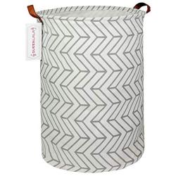 QUEENLALA Large Storage Basket,Collapsible Round Storage Bin,Laundry Hamper/Bathroom/Home Decor/Baby Hamper/Boxes/Baby Clothing (Gray Geometry)