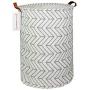 QUEENLALA Large Storage Basket,Collapsible Round Storage Bin,Laundry Hamper/Bathroom/Home Decor/Baby Hamper/Boxes/Baby Clothing (Gray Geometry)