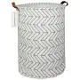QUEENLALA Large Storage Basket,Collapsible Round Storage Bin,Laundry Hamper/Bathroom/Home Decor/Baby Hamper/Boxes/Baby Clothing (Gray Geometry)