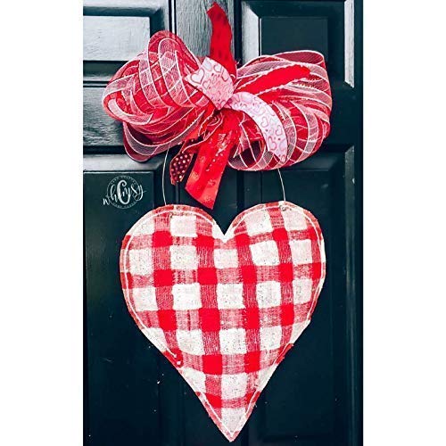 Buffalo Plaid Heart Burlap Door Hanger- Heart Burlap Door Hanger-Valentine Door Hanger- Valentines Wreath-Door Decor