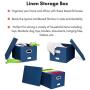 Internets Best Collapsible File Storage Organizer | Decorative Linen Filing & Storage Office Boxes | Letter/Legal | Navy | 1 Pack