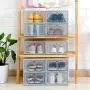 Yagaga Stackable Shoe Storage, 6 Pcs Transparent Shoe Boxes Flip Design Plastic Storage Case Organizer Dustproof Clear Plastic Shoe Storage Boxes for Home (White)