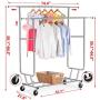GJH One Garment Rack Commercial Grade Clothes Hanger Rack Collapsible Rolling Double Rail