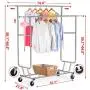 GJH One Garment Rack Commercial Grade Clothes Hanger Rack Collapsible Rolling Double Rail