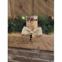 Rustic holiday decor - personalized stocking labels - stocking hooks - mantel stocking holder - custom stocking hanger - holiday home decor