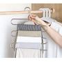 Eityilla S Type Clothes Pants Hangers Stainless Steel Space Saving Hangers 5 Layers Closet Storage Organizer for Jeans Trousers Tie Belt Scarf (4-Pieces)