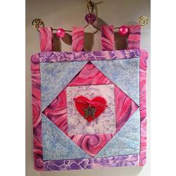 Mini Patchwork Banner with Brass Wire Hanger and Butterfly Charm