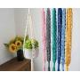 macrame plant hangers, indoor outdoor cotton wall hanging planter, yellow grey blue plant pot holder, boho chic cute style