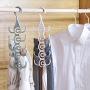 hqcOrDeua 5 Layers Multifunctional Hanging Scarf Necktie Bag Belt Hanger Wardrobe Clothes Storage Rack with Hook Green