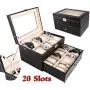 Chirde 20 Slots Watch Boxes Jewelry Display Case, Dual Layer Watch Holder Organizer with Lock and Key (US Stock) Chirde 20 Slots Watch Boxes Jewelry Display Case, Dual Layer Watch Holder Organizer with Lock and Key (US Stock)