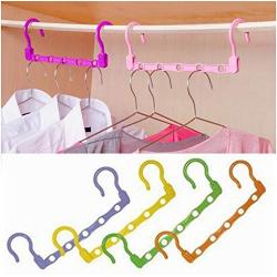 5-Hole Space Saving Plastic Clothes Hanger Magic Hanger Space Saving Hanger Wonder Closet Organizer Multi-Port Hook 10pcs Random Color