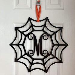 Monogram Spider Web Door Hanger - Halloween Door Hanger - Spiderweb Initial Wreath - Fall Door Hanger - Spider Web Wreath - Halloween Decor