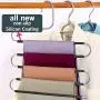 STAR-FLY Pants Hangers Non Slip Updated S-Shaped 5 Layers Hangers Closet Space Saver for Jeans Scarf Tie Clothes (5-Pack)