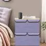 UUJOLY Large Storage Bins Linen Fabric Foldable Basket Cubes Organizer Storage Drawer with Lid and Handles for Home, Office, Closet, Bedroom, Nursery (Purple-2pcs)