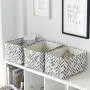 Fabric Storage Baskets 3-Pack Rectangle Storage Basket Dog Toy Baskets for Organizing with Handles for Shelves,Organizing Closet Basket,Nursery Basket,Clothes, Playroom and Office (Gray&yellow)