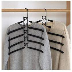 2pcs 5 in 1 Multi-Layer Clothes Hangers Space-Saving Multiple Non-Slip Hanger for Wardrobe