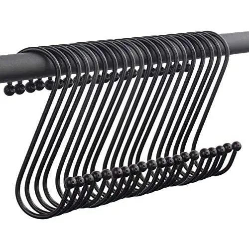 S Hooks Heavy Duty, 20-Pack Black S Shaped Hooks for Hanging Plants, Pan, Pots, Cloths, Premium S Hanger Hooks with Metal Balls S Hooks Heavy Duty, 20-Pack Black S Shaped Hooks for Hanging Plants, Pan, Pots, Cloths, Premium S Hanger Hooks with Metal Balls