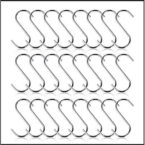 S Hooks Small, 24 Packs, Stainless Steel S Shaped Hooks for Hanging Pan/Pots/Clothes/Towels, S Shower Curtain Hooks for Hanging Plants Outdoors(Silver, 3.5''/9CM, Weight: 17g Each, Diameter: 4.2MM) S Hooks Small, 24 Packs, Stainless Steel S Shaped Hooks for Hanging Pan/Pots/Clothes/Towels, S Shower Curtain Hooks for Hanging Plants Outdoors(Silver, 3.5''/9CM, Weight: 17g Each, Diameter: 4.2MM)