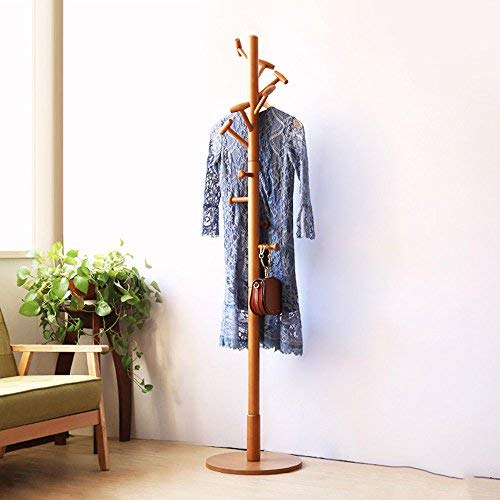 HTDZDX 180CM Wooden Coat Rack Free Standing 10 Hooks Clothes Stand Tree Stylish Wooden Hat Coat Rail Stand Rack Clothes Jacket Storage Hanger Organiser (Color : A)