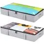 storageLAB Underbed Storage Containers - 2-Pack, 33x17x6in - Woven Fabric with Plastic Structure (Grey) storageLAB Underbed Storage Containers - 2-Pack, 33x17x6in - Woven Fabric with Plastic Structure (Grey)