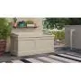 Suncast 99-Gallon Large Deck Boxes - Lightweight Resin Indoor/Outdoor Storage Container and Seat for Patio Cushions and Gardening Tools - Store Items on Patio, Garage, Yard - Taupe