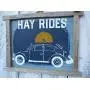 Vintage look HAY RIDES VW BUG BEETLE Fall jute hanger antique style primitive style. weathered wood sign