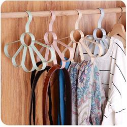 Nordic Clothes Hangers Multifunction Baby Hanger Scarf Hangers Frame Petal Tie Belt Storage Organizer Rack 5pcs Random Color