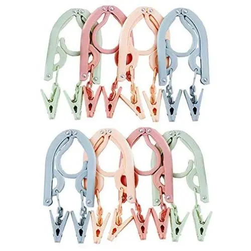WofuL 8pcs Portable Folding Clothes Hangers with Detachable Socks Skirts Trousers Clips,Travel Camping Coat Hangers Racks WofuL 8pcs Portable Folding Clothes Hangers with Detachable Socks Skirts Trousers Clips,Travel Camping Coat Hangers Racks