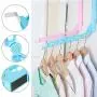 Gunel home Foldable Clothes Hanger Drying Rack Bathroom Plastic Organizer Plastic Multi-Function Hangers,Drying Rack,Suit Hangers,Travel Hangers (Blue)