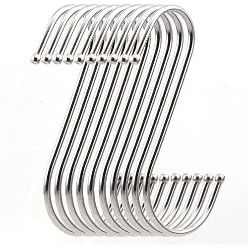 RuiLing 10 Pack Premium 4.5 inch Heavy Duty Stainless Steel S Hooks - S Shaped Hook - Hanger Hooks - Ideal for Hanging pots and Pans, Plants, Utensils, Towels etc. Set of 10 RuiLing 10 Pack Premium 4.5 inch Heavy Duty Stainless Steel S Hooks - S Shaped Hook - Hanger Hooks - Ideal for Hanging pots and Pans, Plants, Utensils, Towels etc. Set of 10